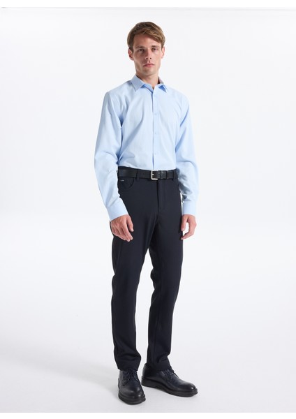 Slim Fit Gömlek Yaka Armürlü Mavi Erkek Gömlek Maydos-Y 303 fırsatları