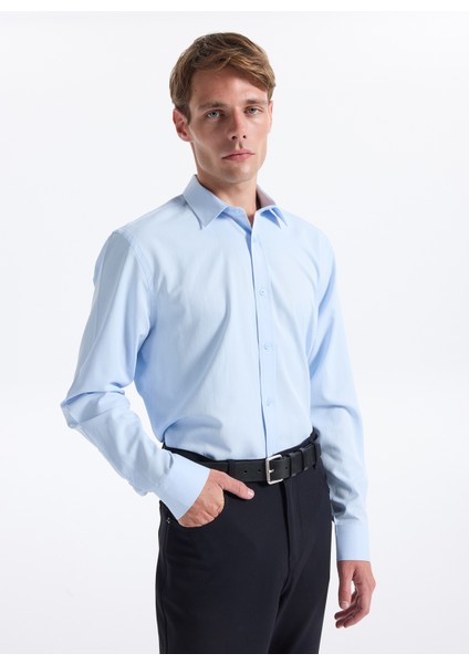 Slim Fit Gömlek Yaka Armürlü Mavi Erkek Gömlek Maydos-Y 303 indirimleri