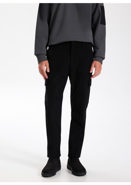 Normal Bel Düz Paça Relaxed Siyah Erkek Kargo Pantolon J5WM-PNT7868 modelleri