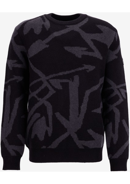 D5WM-KZK3787 Siyah - Antrasit Bisiklet Yaka Relaxed Desenli Erkek Kazak fiyatları