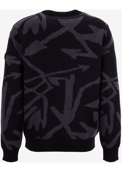 D5WM-KZK3787 Siyah - Antrasit Bisiklet Yaka Relaxed Desenli Erkek Kazak modelleri