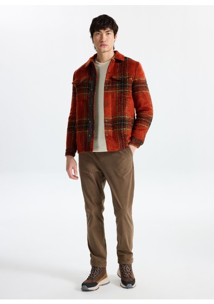 D5WM-GML3779 Turuncu - Siyah Relaxed Düz Erkek Gömlek fiyatları