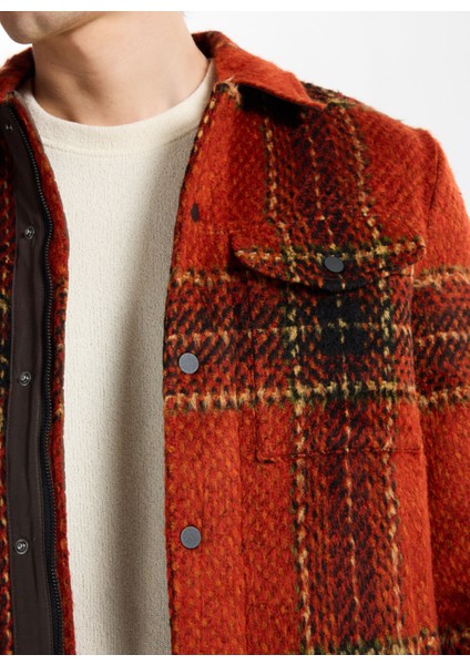 D5WM-GML3779 Turuncu - Siyah Relaxed Düz Erkek Gömlek fırsatları