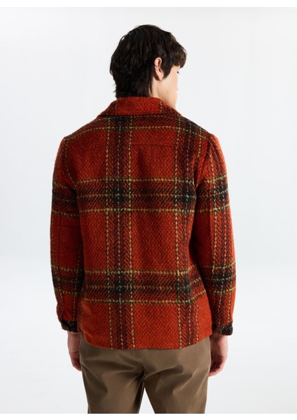 D5WM-GML3779 Turuncu - Siyah Relaxed Düz Erkek Gömlek indirimleri