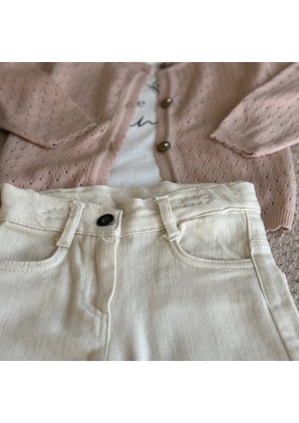 Kız Çocuk Hırkalı Trikolu Takım - Pudra modelleri