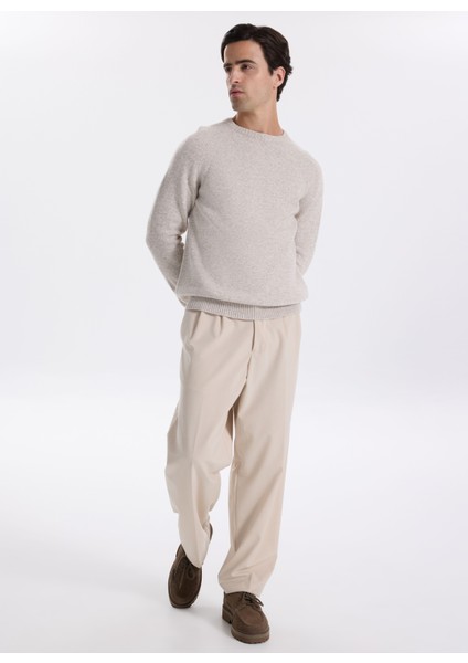 Bisiklet Yaka Slim Fit Düz Gri Melanj Erkek Kazak F5WM-KZK 2331 fırsatları