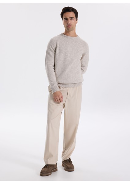 Bisiklet Yaka Slim Fit Düz Gri Melanj Erkek Kazak F5WM-KZK 2331 indirimleri