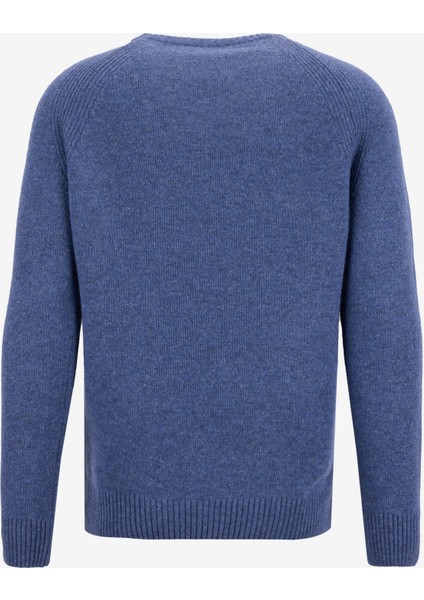 Bisiklet Yaka Slim Fit Düz Indigo Erkek Kazak F5WM-KZK 2331 modelleri