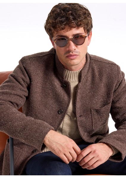 Slim Fit Kahve Erkek Düz Ceket F5WM-CKT 2891