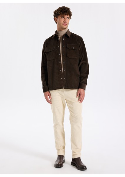 Kahverengi Erkek Düz Relaxed Gömlek Ceket F5WM-GML 2379 fiyatları
