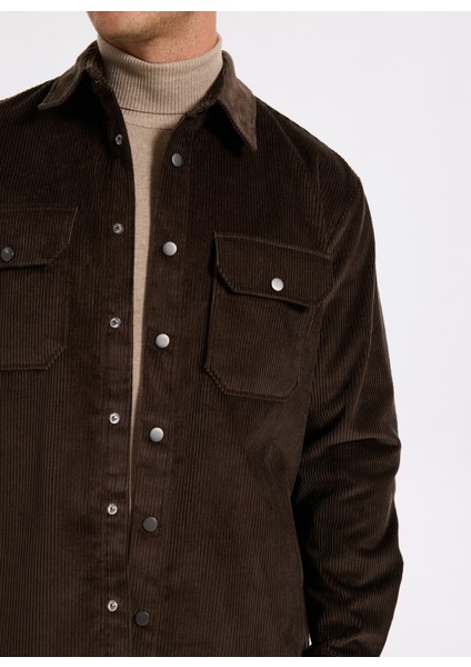 Kahverengi Erkek Düz Relaxed Gömlek Ceket F5WM-GML 2379 fırsatları