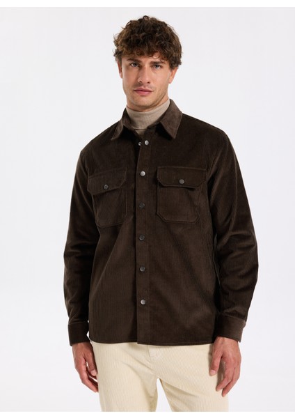 Kahverengi Erkek Düz Relaxed Gömlek Ceket F5WM-GML 2379 indirimleri