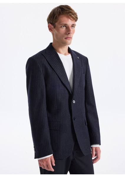 Slim Fit Lacivert Erkek Çizgili Ceket Santorını- 2- Pb fiyatları