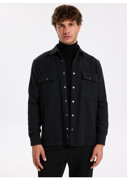 Siyah Erkek Düz Relaxed Gömlek Ceket F5WM-GML 2413 modelleri