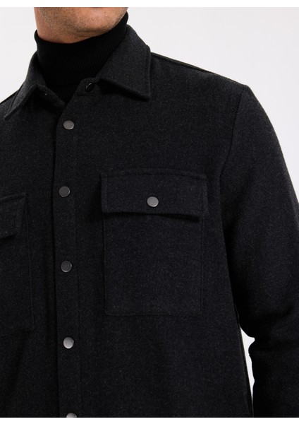Siyah Erkek Düz Relaxed Gömlek Ceket F5WM-GML 2413 fırsatları