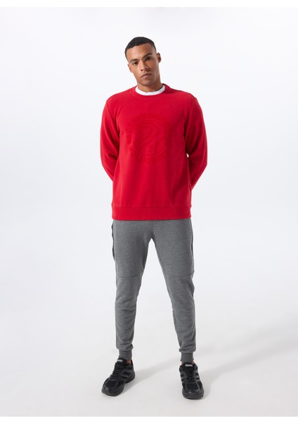 D5WM-SWT3872 Kırmızı Bisiklet Yaka Relaxed Baskılı Erkek Sweatshırt fiyatları