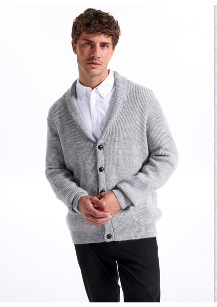 Açık Gri Melanj Erkek Hırka F5WM-HRK 2267