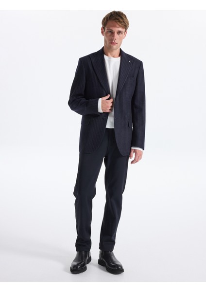 Slim Fit Lacivert Erkek Çizgili Ceket Santorını- 2- Pb modelleri
