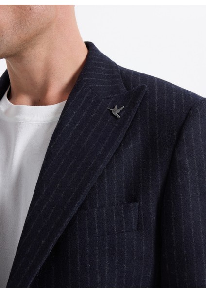 Slim Fit Lacivert Erkek Çizgili Ceket Santorını- 2- Pb fırsatları