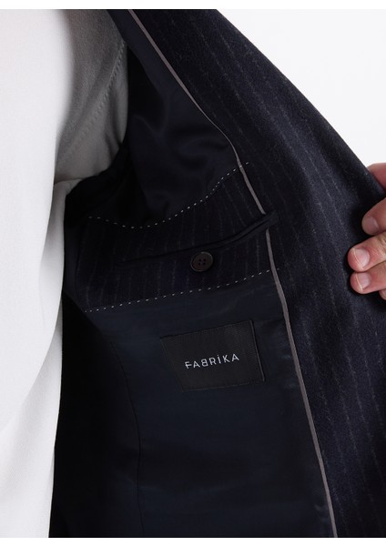 Slim Fit Lacivert Erkek Çizgili Ceket Santorını- 2- Pb indirimleri
