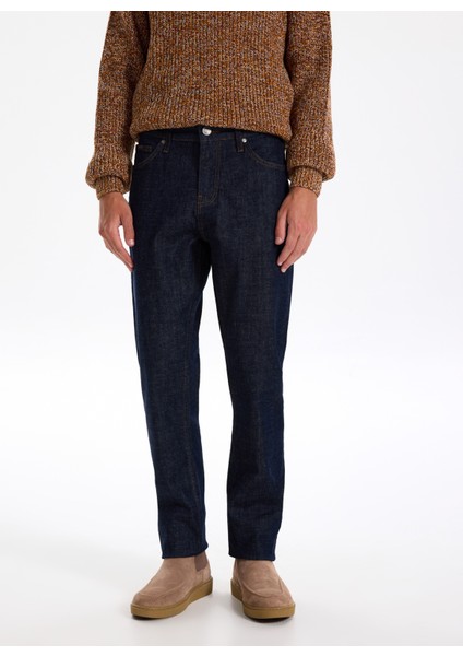 Normal Bel Düz Paça Slim Fit Koyu Lacivert Erkek Denim Pantolon J5WM-PNT7869 fırsatları