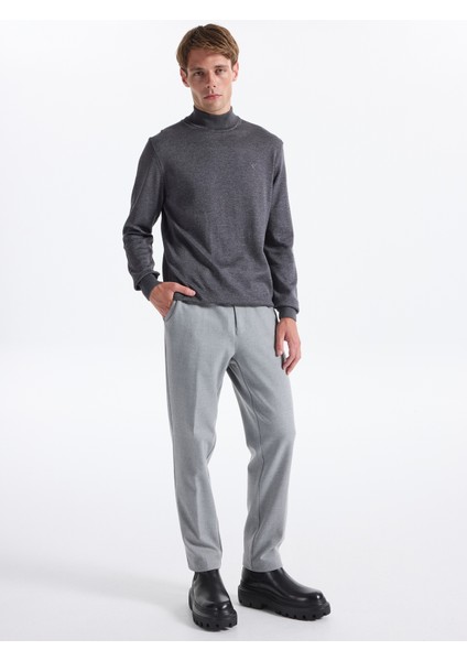 Bağlamalı Bel Duble Paça Jogger Gri Melanj Erkek Pantolon F5WM-PNT 2433