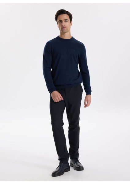 Bisiklet Yaka Slim Fit Düz Lacivert Erkek Kazak F5WM-KZK 2883 fırsatları