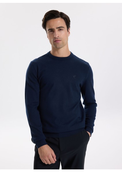 Bisiklet Yaka Slim Fit Düz Lacivert Erkek Kazak F5WM-KZK 2883 indirimleri