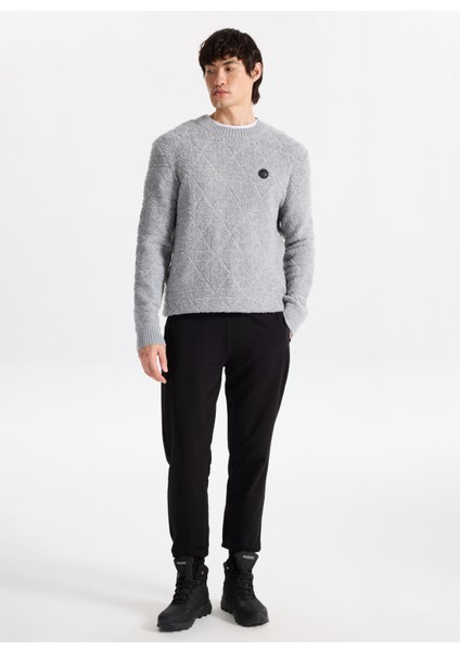 D5WM-KZK3775 Antrasit Bisiklet Yaka Relaxed Örgü Desenli Erkek Kazak fiyatları