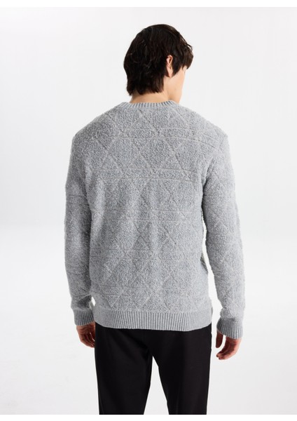 D5WM-KZK3775 Antrasit Bisiklet Yaka Relaxed Örgü Desenli Erkek Kazak indirimleri