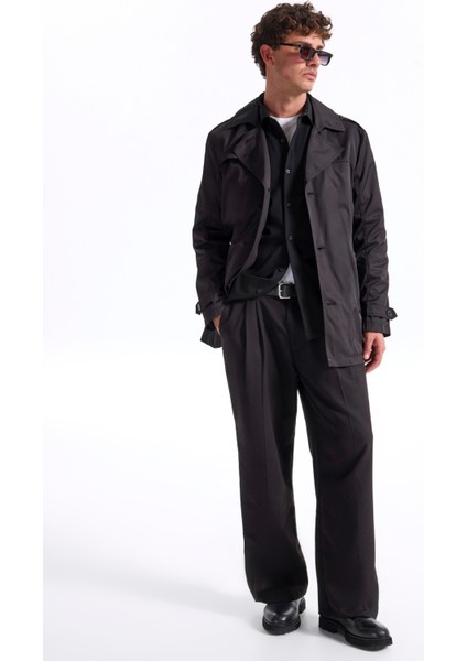 Slim Fit Gömlek Yaka Düz Siyah Erkek Gömlek F5WM-GML 2421 fiyatları