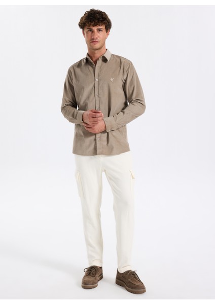 Bağlamalı Bel Duble Paça Jogger Ekru Erkek Kargo Pantolon F5WM-PNT 2474 fiyatları