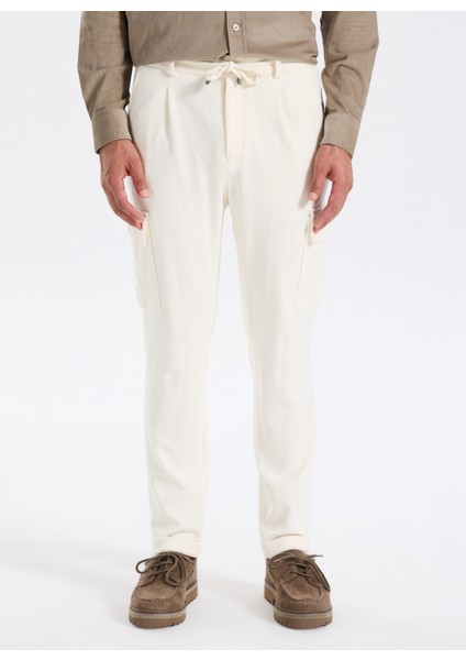 Bağlamalı Bel Duble Paça Jogger Ekru Erkek Kargo Pantolon F5WM-PNT 2474 modelleri