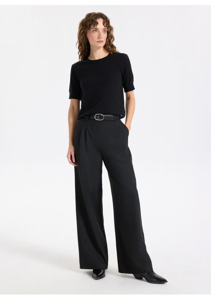 Bisiklet Yaka Basic Düz Örgü Desenli Siyah Kazak Kadın J5WL-KZK7130 fiyatları