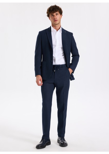 Bağlamalı Bel Slim Fit Lacivert Erkek Takım Elbise Soho-Jersey-Jogger-Db