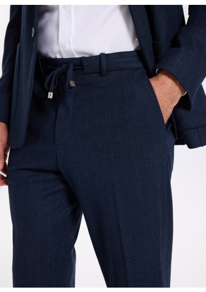 Bağlamalı Bel Slim Fit Lacivert Erkek Takım Elbise Soho-Jersey-Jogger-Db