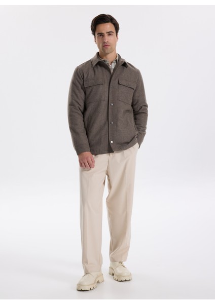 Kahverengi Erkek Düz Relaxed Gömlek Ceket F5WM-GML 2335 fırsatları