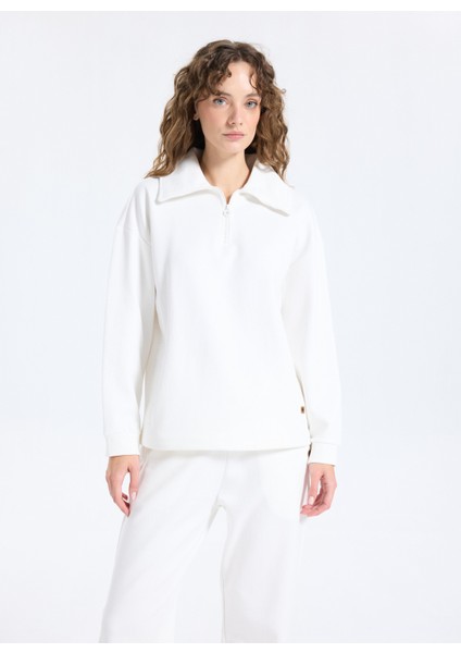 Bato Yaka Baskılı Ekru Kadın Sweatshırt J5WL-SWT7179 modelleri