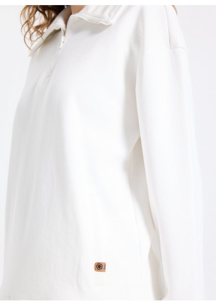 Bato Yaka Baskılı Ekru Kadın Sweatshırt J5WL-SWT7179 indirimleri