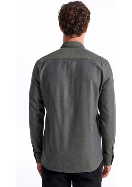 Slim Fit Gömlek Yaka Düz Haki Erkek Gömlek F5WM-GML 2574 indirimleri