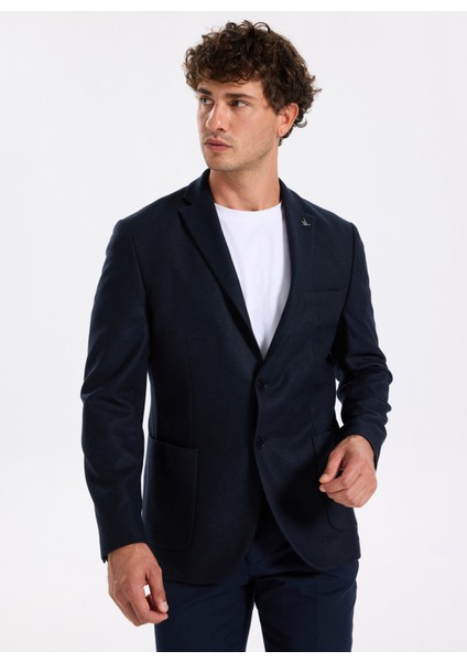 Slim Fit Lacivert Erkek Diyagonal Ceket Leka modelleri