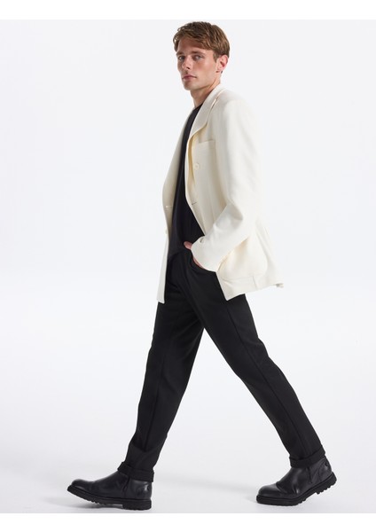 Slim Fit Ekru Erkek Düz Ceket Santorını- Jersey modelleri