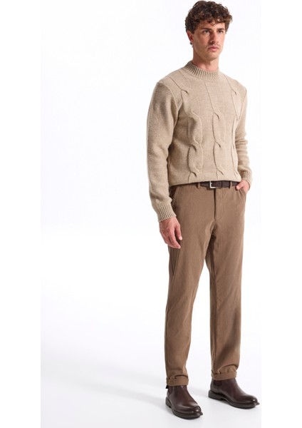 Bağlamalı Bel Duble Paça Jogger Açık Haki Erkek Pantolon F5WM-PNT 2537