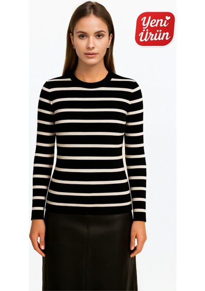 Bisiklet Yaka Uzun Kol Fitilli Bluz