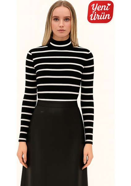 Balıkçı Yaka Uzun Kol Fitilli Bluz