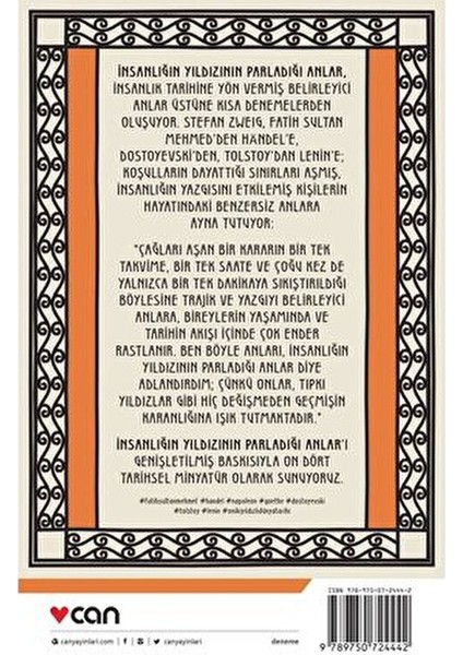 İnsanlığın Yıldızının Parladığı Anlar Stefan Zweig 23. Baskı Normal Boy Deneme fiyatları