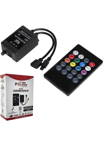 Rgb Kontrol Kumandası Müzik Kontrollü 6A 20 Tuşlu Hıghtek HT-2220