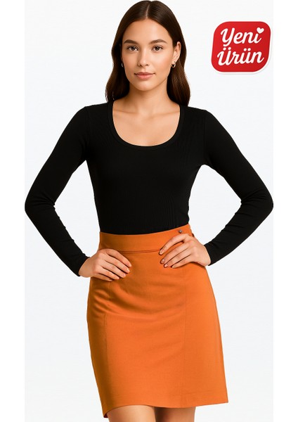 Havuz Yaka Uzun Kol Fitilli Bluz