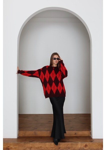 Iki Renkli Baklava Desen Kazak modelleri