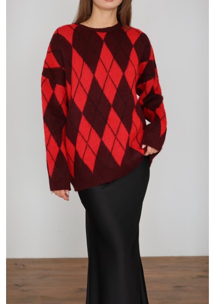 Iki Renkli Baklava Desen Kazak indirimleri